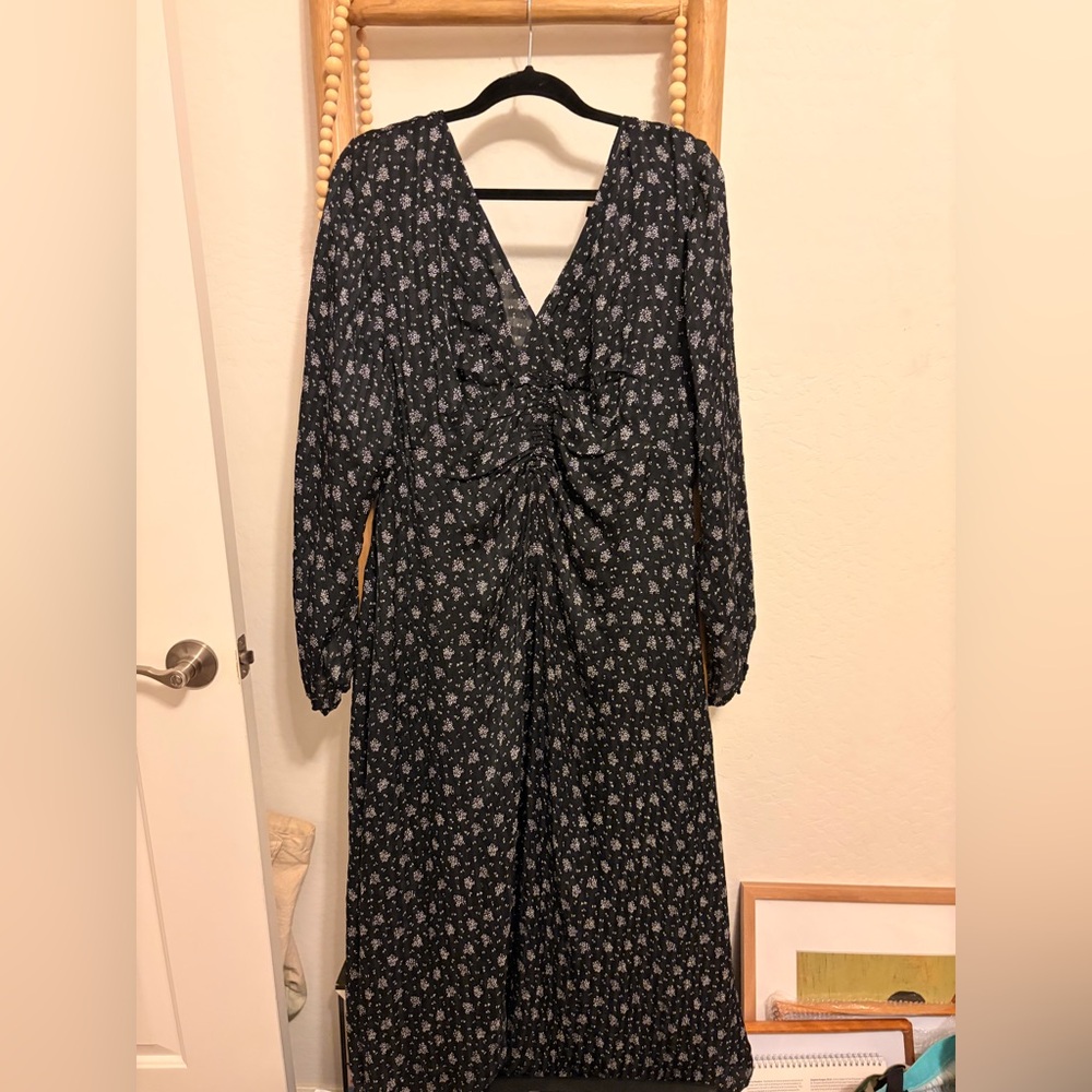 Madewell Black Maxi Dress with White Floral Print